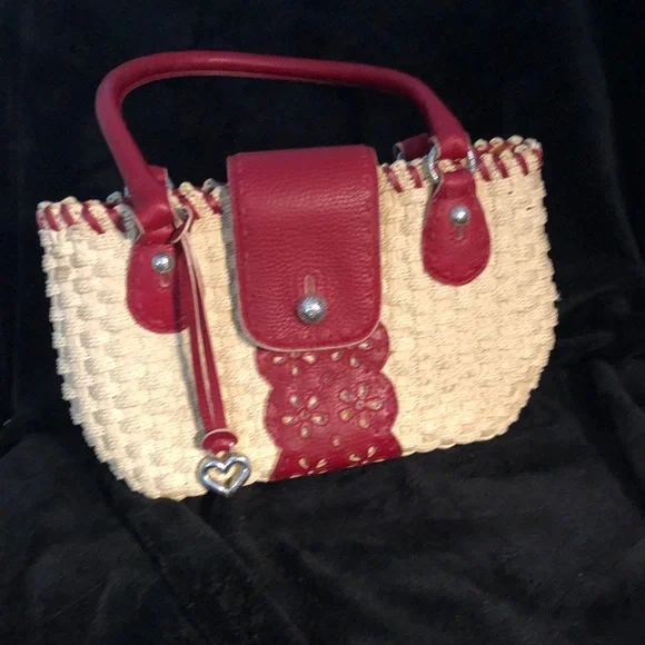 Brighton Red and Tan Woven Straw Bag - Picture 9 of 11